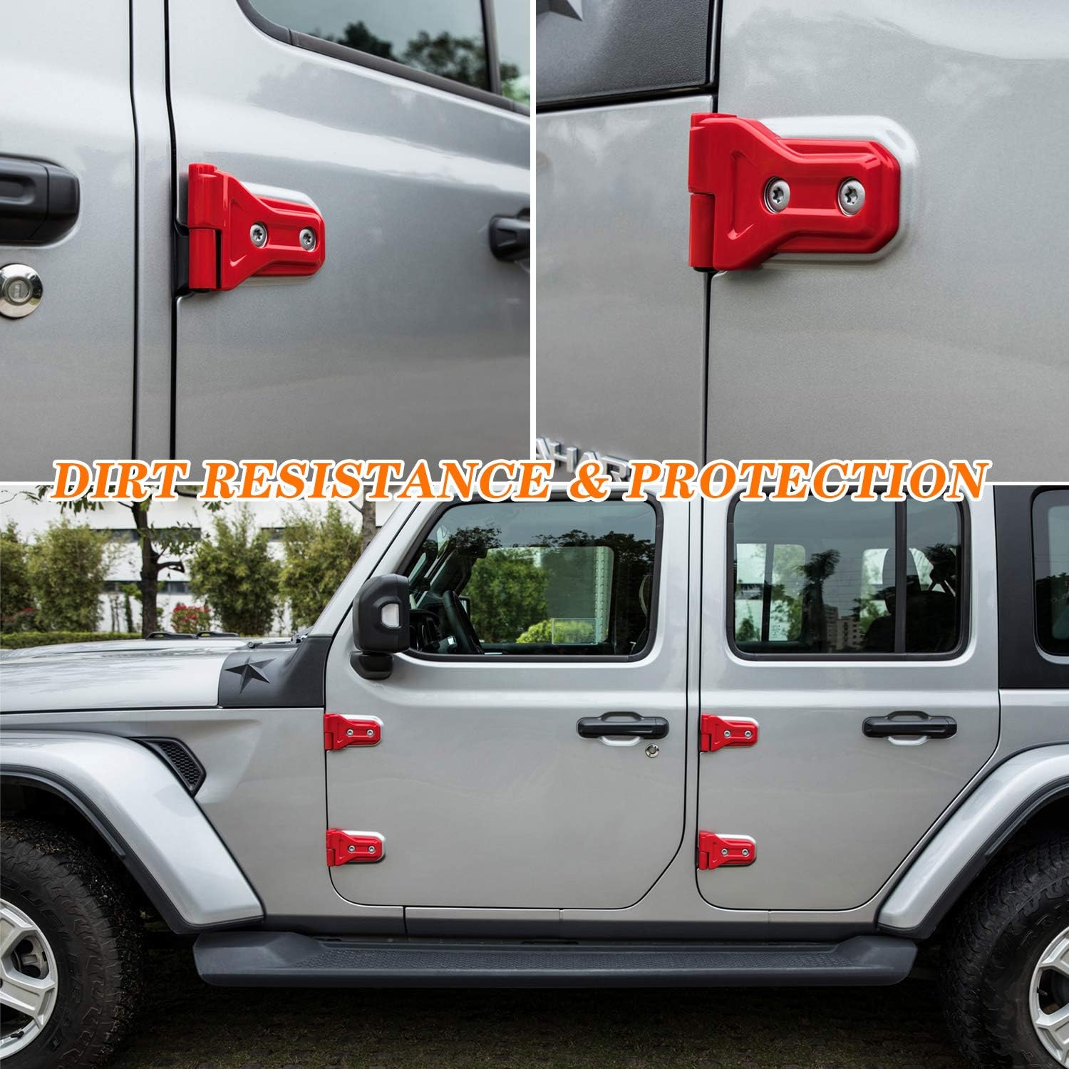 Bonbo Red Door Hinge Cover Trim Exterior Accessories 8PCS for Jeep Wrangler JL JLU Sports Sahara Freedom Rubicon Unlimited Gladiator JT 2/4-Door 2018-2024