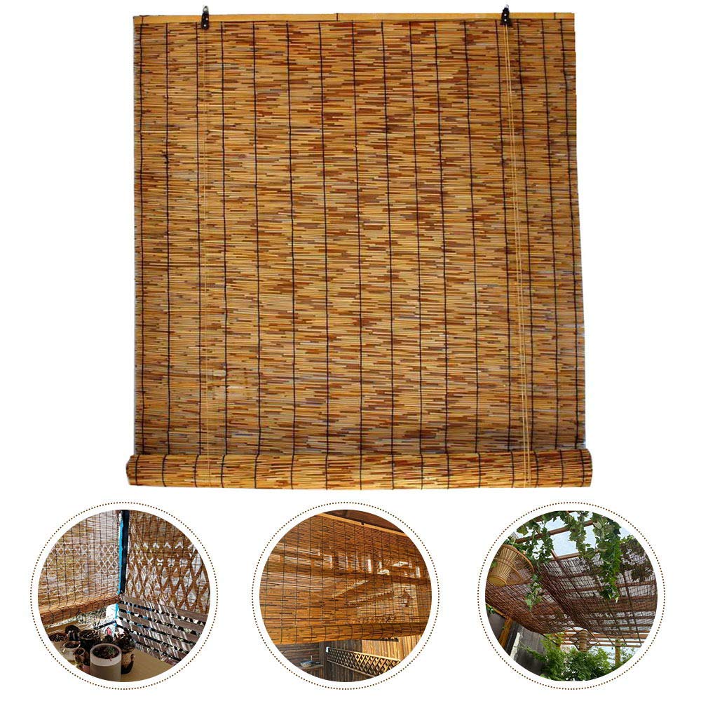 Tenda a bastoncino naturale, in bambù, per finestre, interni/esterni, antipolvere, parasole, isolamento termico, facile da installare, 64 x 180 cm