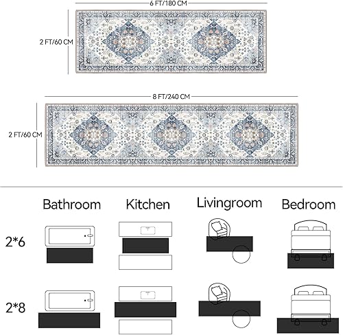 Miniatura 27 de Alfombra de área, 2 x 3, antideslizante, lavable, alfombra para puerta interior, alfombra para dormitorio, cocina, entrada o baño, alfombra Naranja