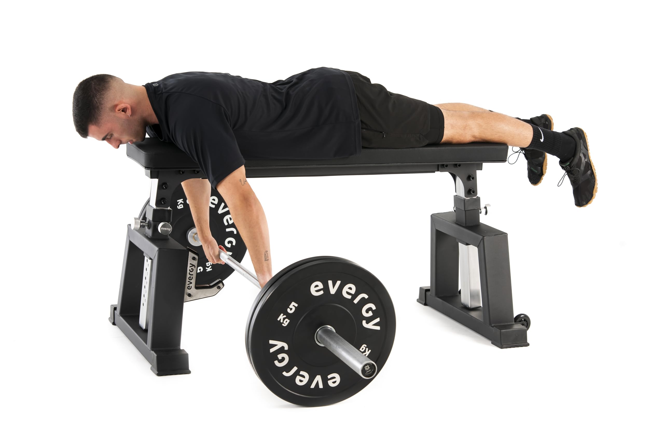 evergy - Rower Bench Banco de musculacion reclinable con J-cups para ejercicios de Remo con barra. Banco musculacion inclinable. Banco fitness para gym en casa. Banco musculación Remo