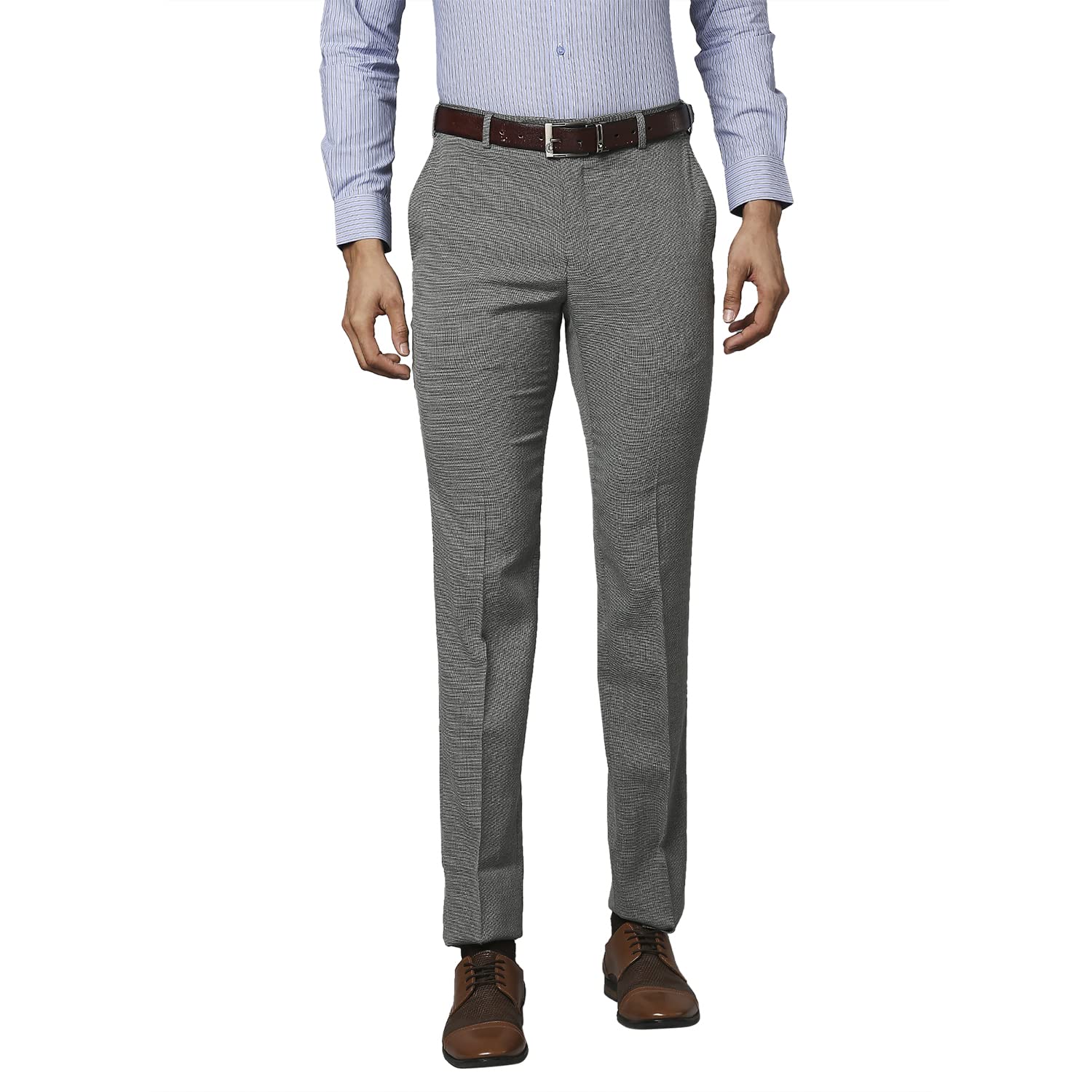 raymond Men's Polyester Blend Structure Pattern Slim Fit Flat Front Formal Trouser-picture-27