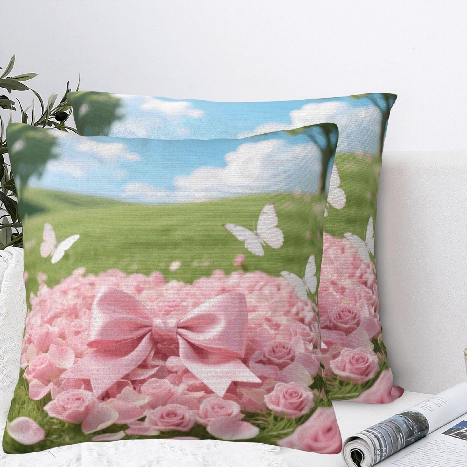 LMNGH Flowers Plush Throw Pillow Covers 22"X22",Soft Cozy Couch Cushion Covers Decorative Pillow Cases for Holiday Home Bedroom Sofa Decors