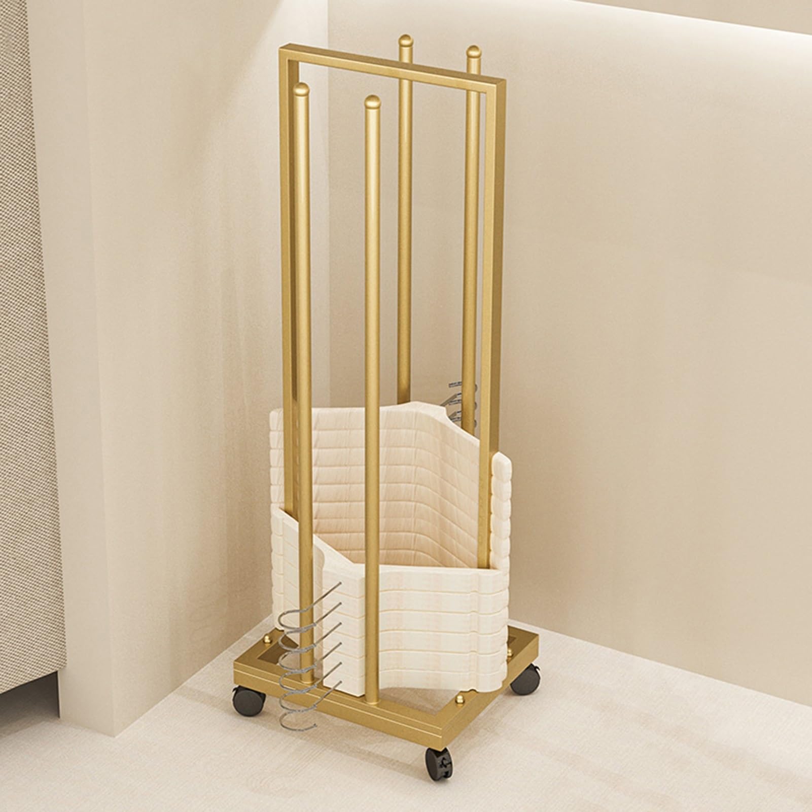 DFGHNBVC Mobile Hanger Organizer With Swivel Wheels For Closet And Laundry Room Storage,Gold-H 100Cm/39.4In