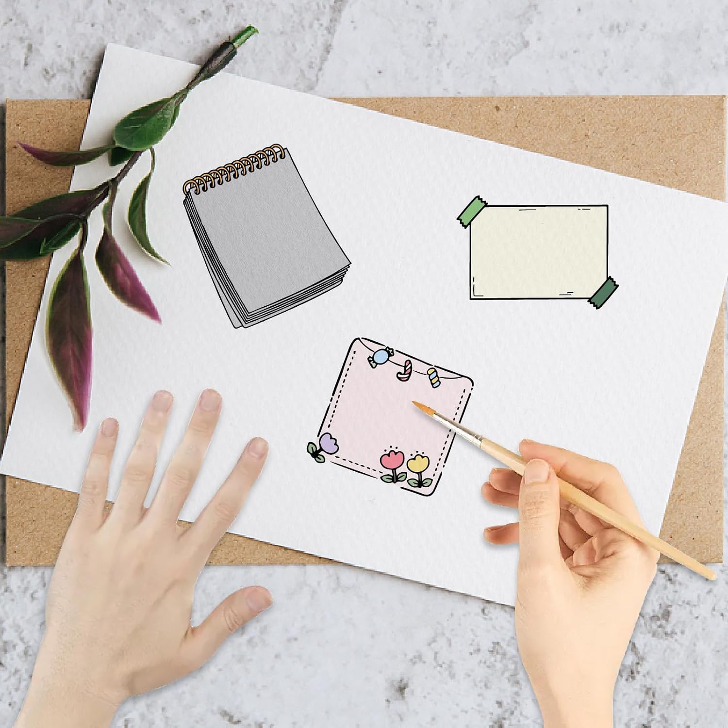 CRASPIRE Notepad Clear Rubber Stamps Note Pad Book Label Frame Reusable Retro Transparent Silicone Stamp Seals for Journaling Card Making Scrapbooking Photo Album Decorative DIY image 4