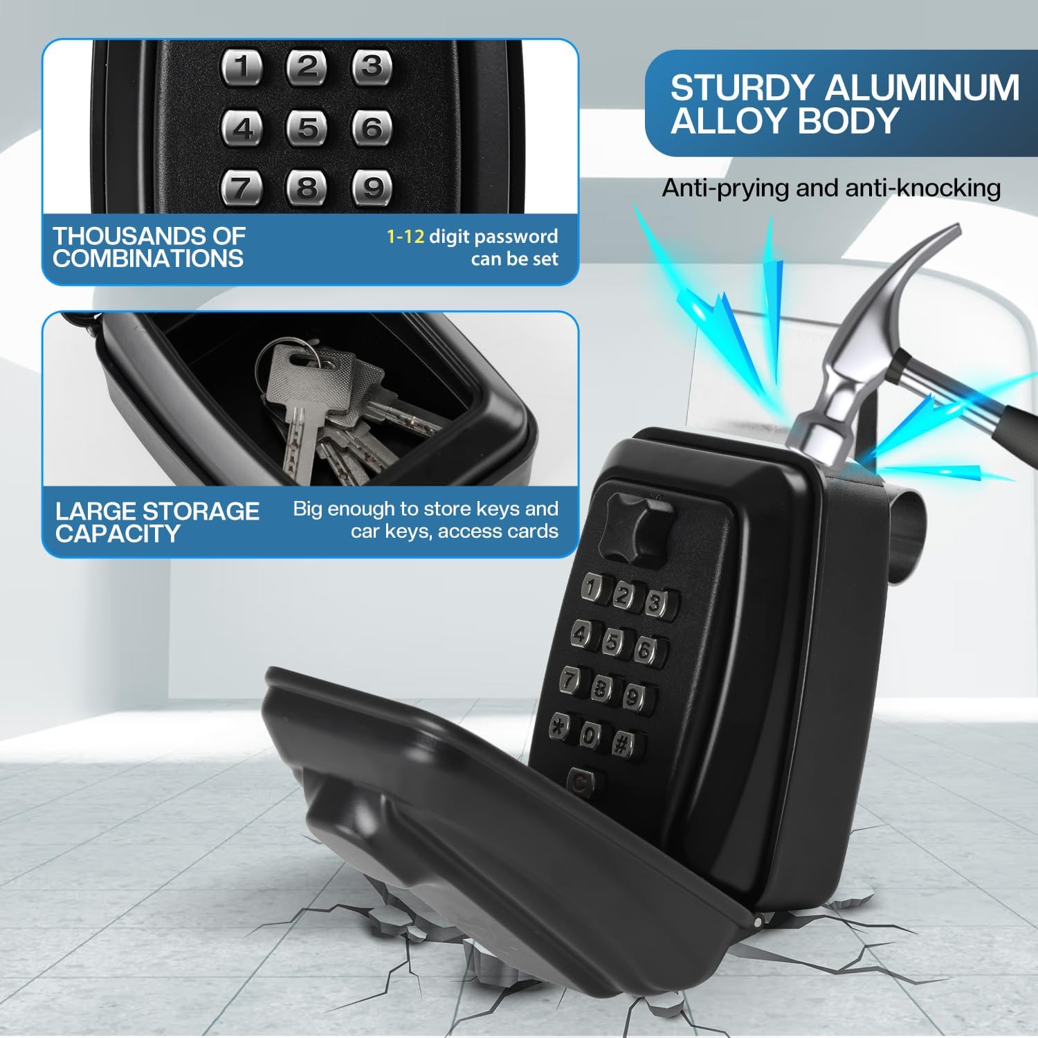 Secure Key Storage Solution - Lock Box Protects Your Keys, Fits Car Windows, Ideal for Ride Share, Turo, GetAround