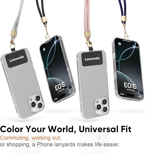 Miniatura 6 de Lawonda Cordón universal para teléfono celular con cordón cruzado ajustable de nailon desmontable y 2 piezas de parche negro y transparente para la