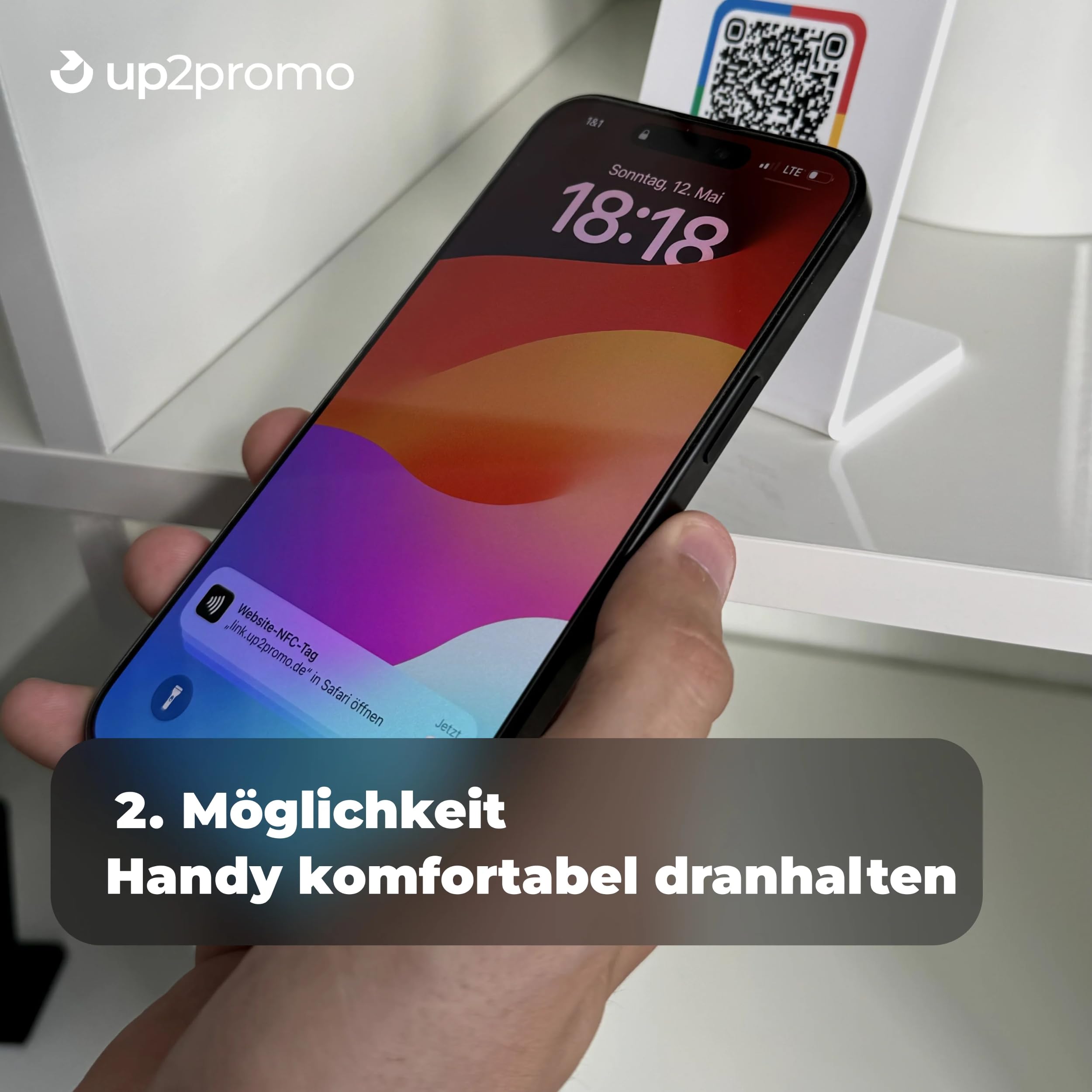 NFC & QR Aufsteller Display Schild Google Weiß S