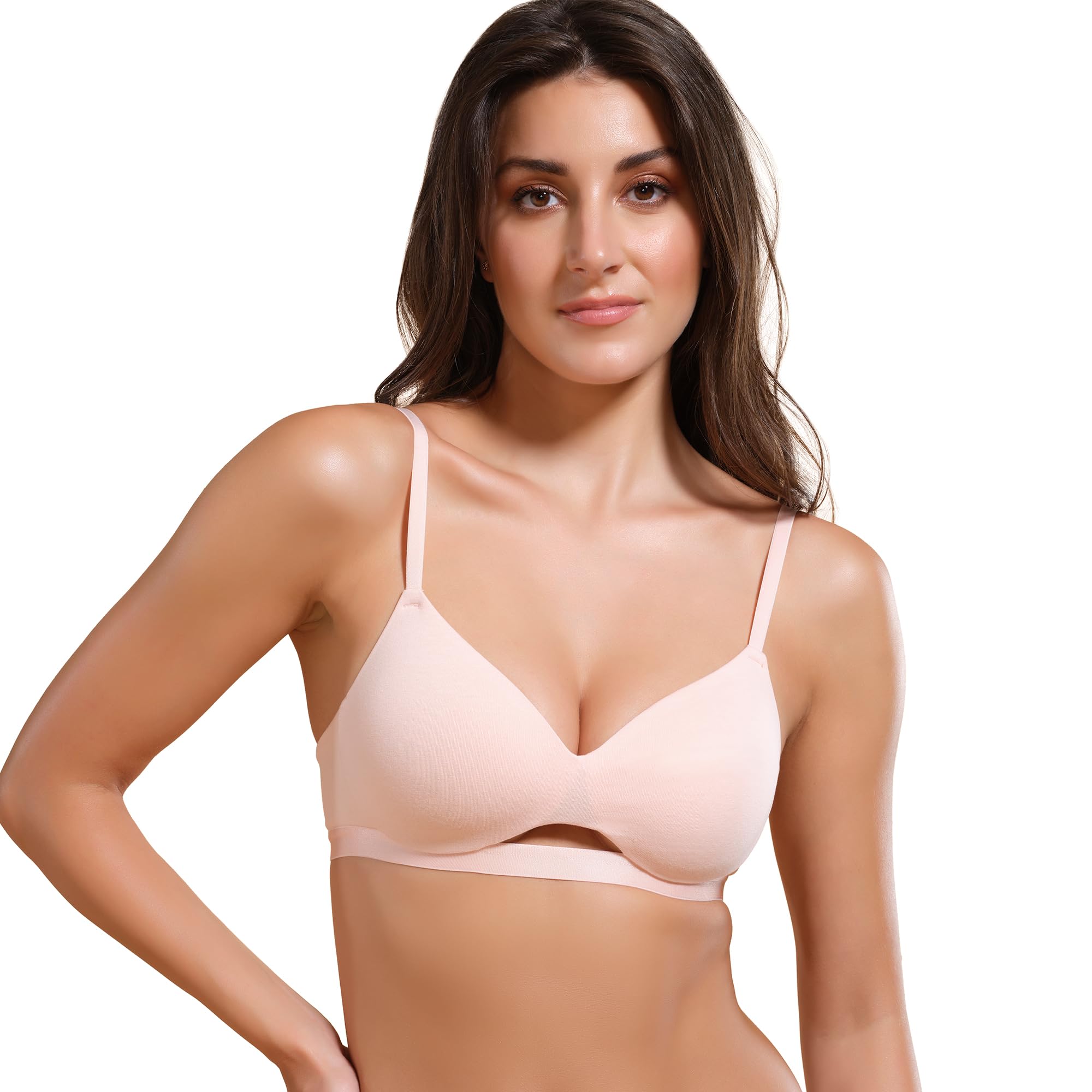 Women's Everyday Cotton T-Shirt Bra - Padded, Non-Wired, Medium Coverage, Cloud-Soft Invisible Neckline-image-7