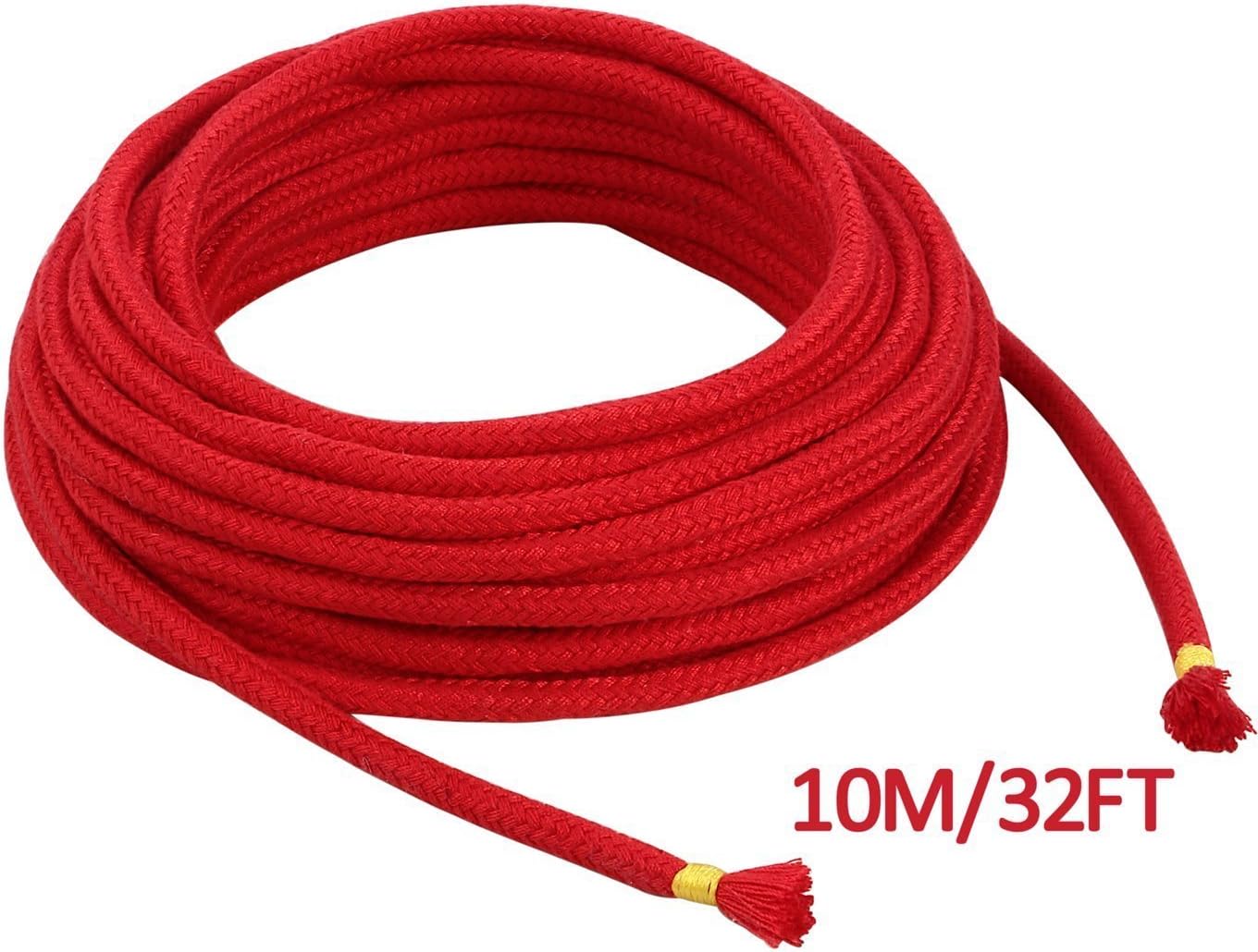 BONTIME All-Purpose Cotton Rope - Soft and Sturdy for Indoor & Outdoor Use, 32 Feet Length, 1/3-Inch Diameter (Black, Purple, Red Pack of 3)