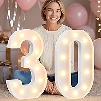 Vista 26 de Pooqla Letras y Números Decorativos con Luces LED, Letras y Números de Neón de Plástico Blanco para Decoración de Fiestas, Bodas, Funciona