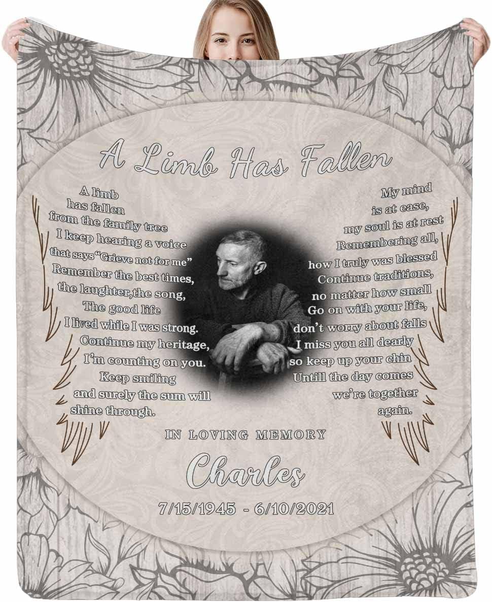 Personalized Memorial Blanket with Photos Made in USA, In