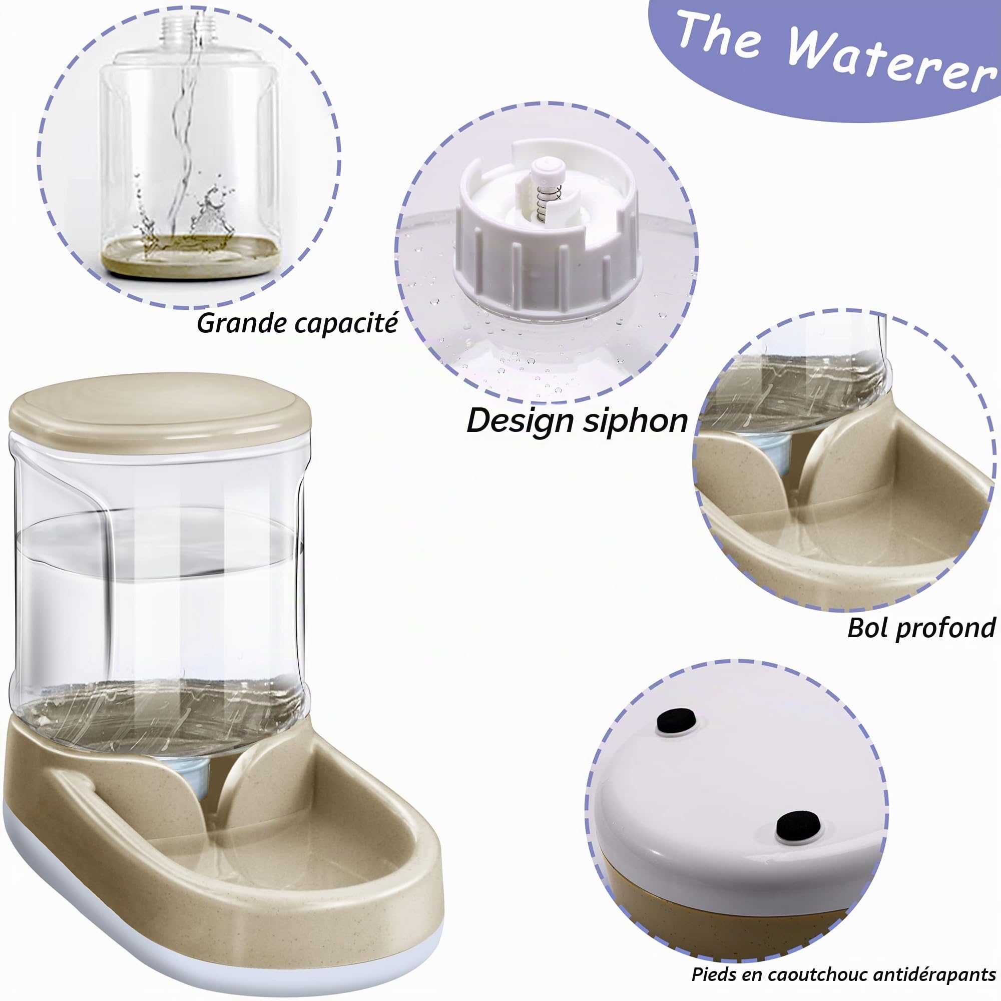 Distributeur d'eau 2 en 1 pour Animaux de Compagnie et Distributeur Automatique de Nourriture pour Chiens et Chats de Petite et Moyenne Taille, 3,8 L