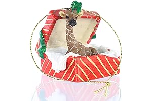 GIRAFFE in a RED GIFT BOX Christmas Ornament New Resin RGBA20 2022