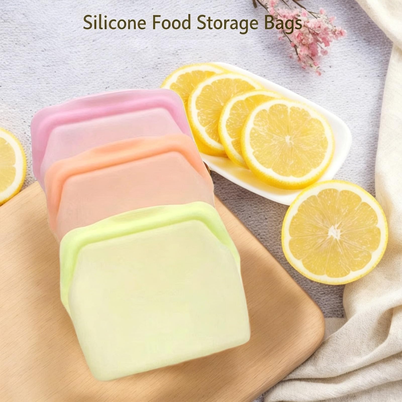 Sacchetti per alimenti riutilizzabili in silicone, trasparenti e a prova di perdite, adatti per congelatore, forno a microonde e congelatore verticale (8 pezzi)(A,1000ML)