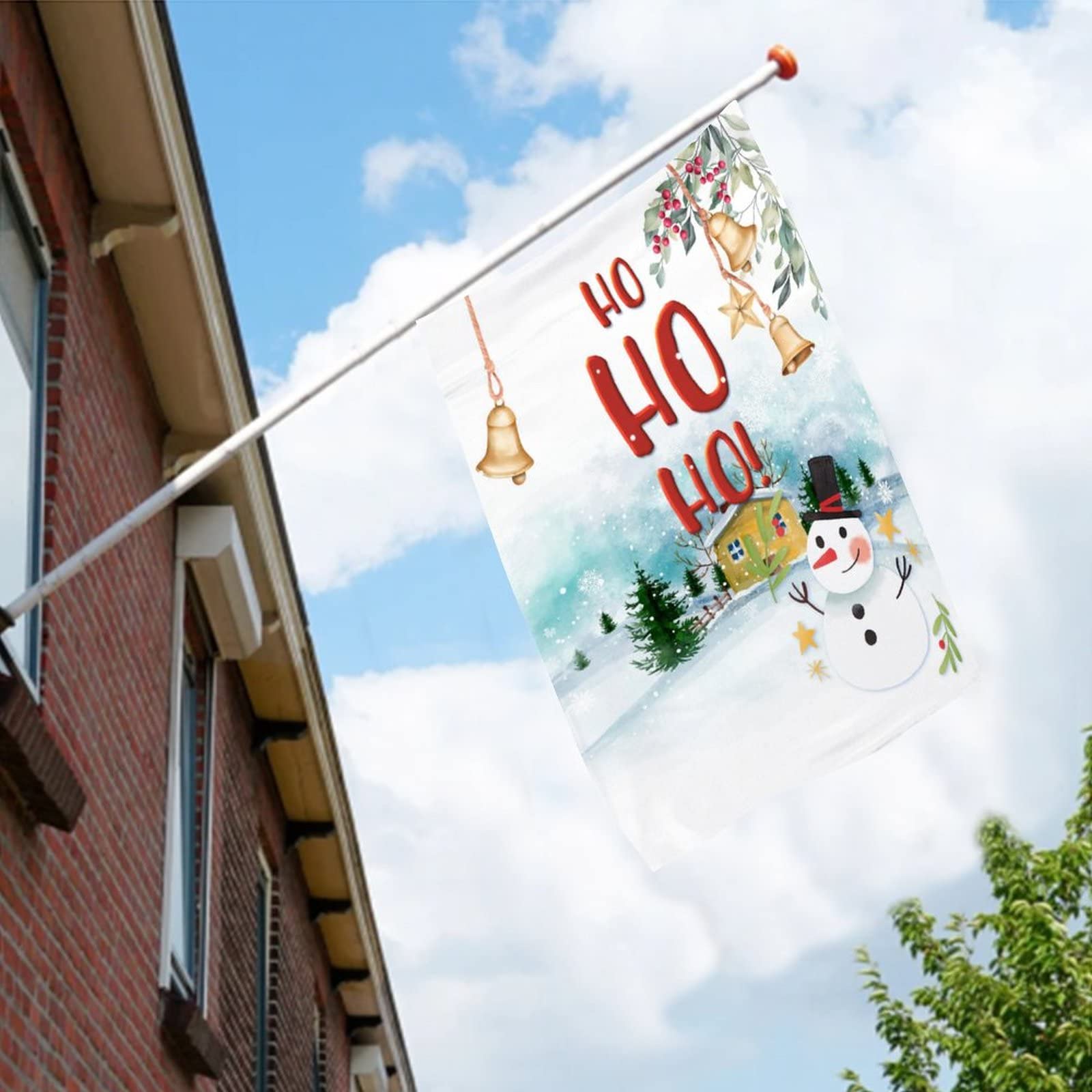 Drapeau De Bonhomme De Neige Sur Le Rouge Illustration Stock