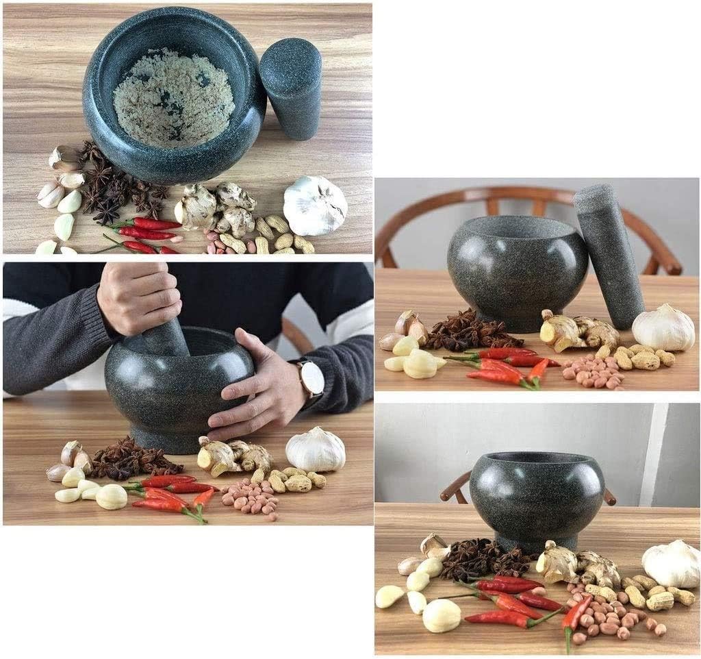 Mörser- und Stößel-Set, Mörser- und Stößel-Set, robuste Guacamole-Schüssel aus Blaustein für die Küche, Pesto-Mühle, für Gewürze, Pasten, Pestos und Guacamole