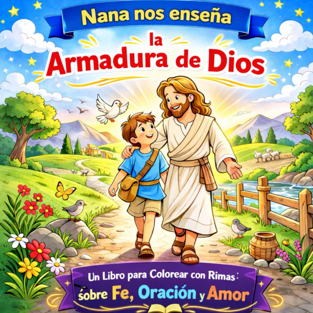 Nana nos Enseña la Armadura de Dios: Libro para Colorear con Rimas sobre Fe, Oración y Amor