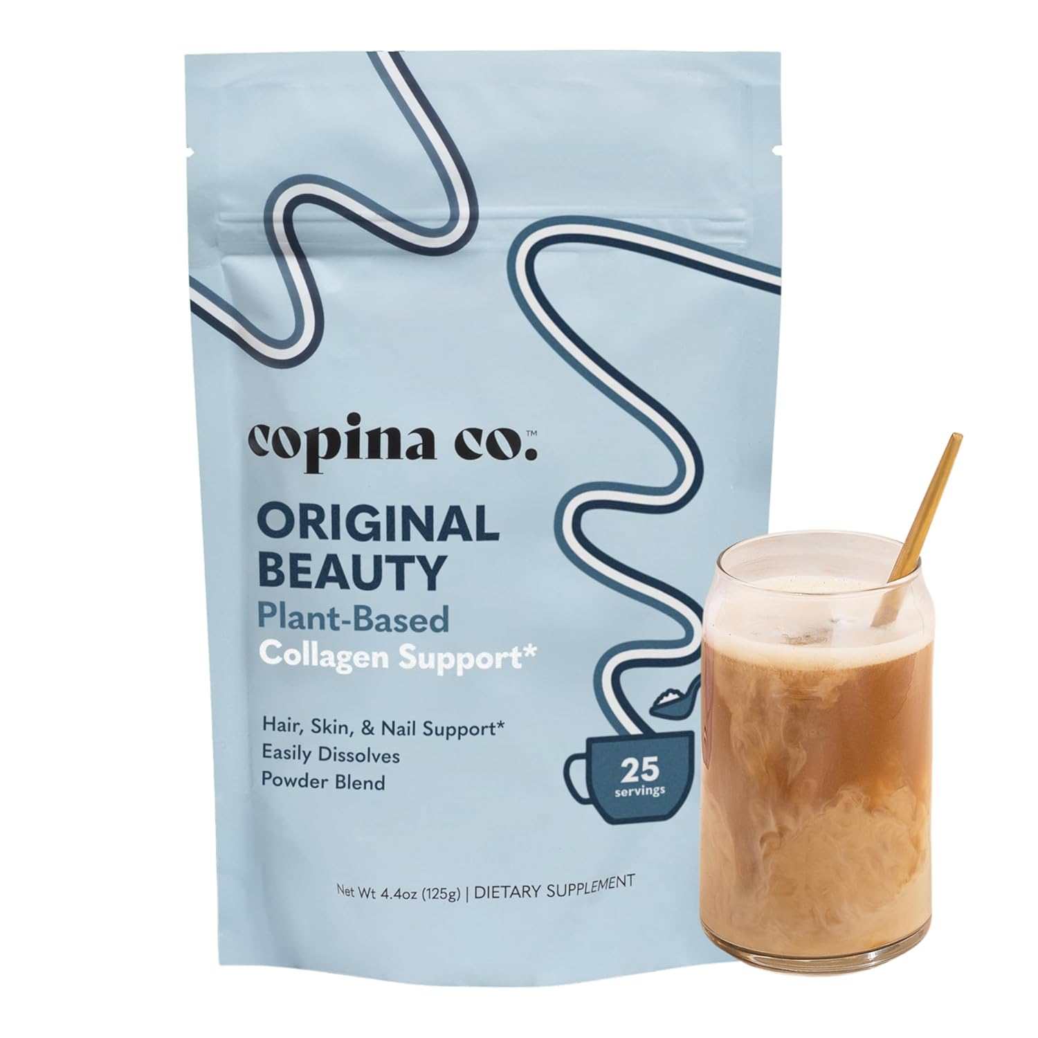 Copina Co. Original Vegan Collagen Booster Creamer Mix: Plant Based Collagen Support Smoothie Drink Vegan Creamy Blend | Original Flavor | 1 Bag - 25 servings per bag