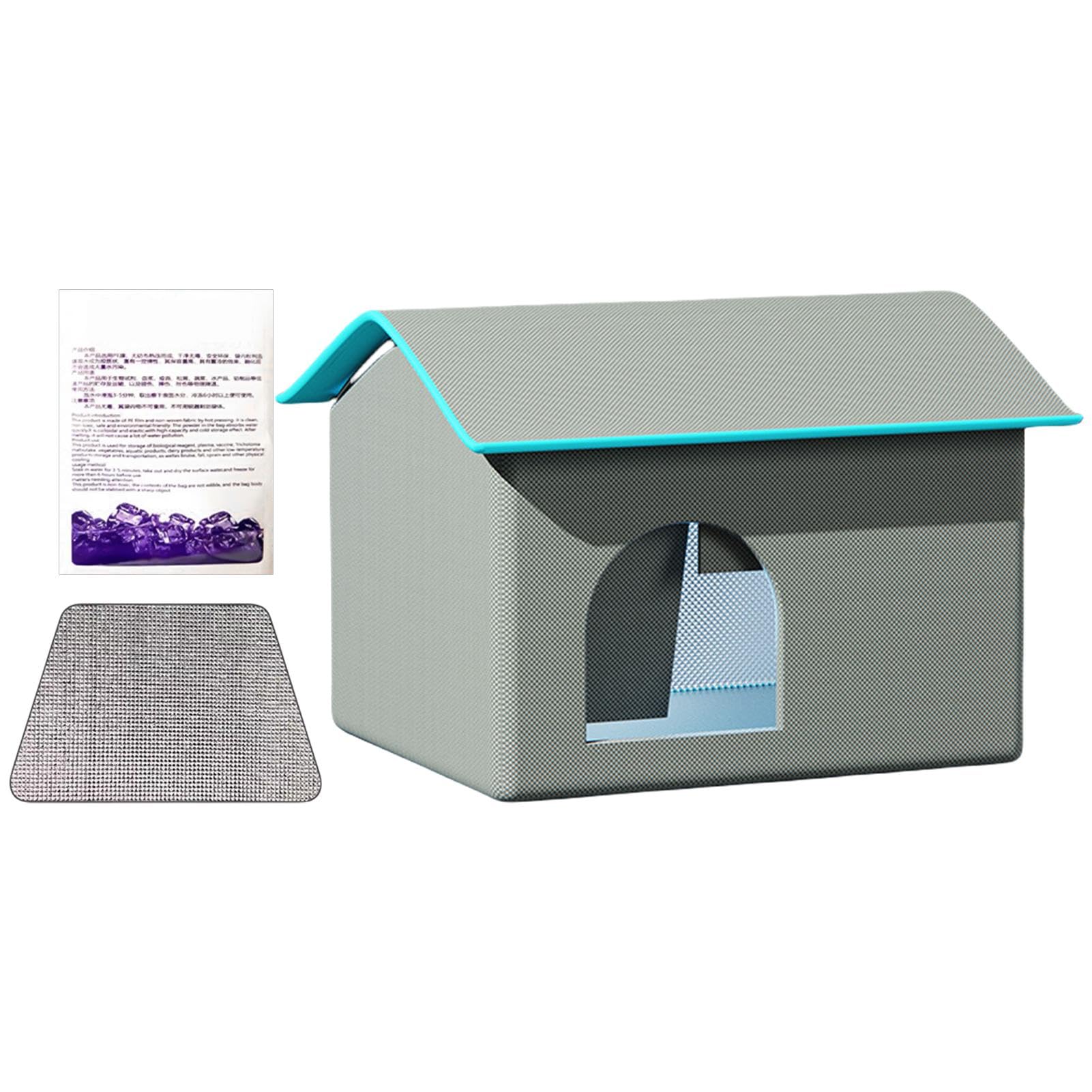 Casa Aire Acondicionado para Gatos, Resistente a Mordeduras, Resistente al | agua, Enfriamiento A Largo Plazo, Cueva para Mascotas con 9 Bloques de Hielo para Cachorros, Casa Refrescante para Gatos