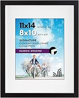 Americanflat Black 11x14 Picture Frame with Shatter-Resistant Glass & 8x10 Mat - Versatile Wall Display Frame, Signature Collection