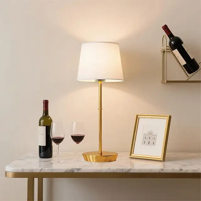 Gold Cordless Rechargeable Table Lamp with Dimmable RGB Bulbs & Remote