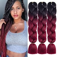 Vista 36 de Paquete de 3 extensiones de cabello sintético para trenzar de ganchillo de alta temperatura de 24 pulgadas (azul/azul cielo)