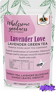 TEA YARD Lavender Green Tea for Stress Relief, Relaxation, Skin Glow & Improved Mental Clarity Natural Whole Loose Leaf In...