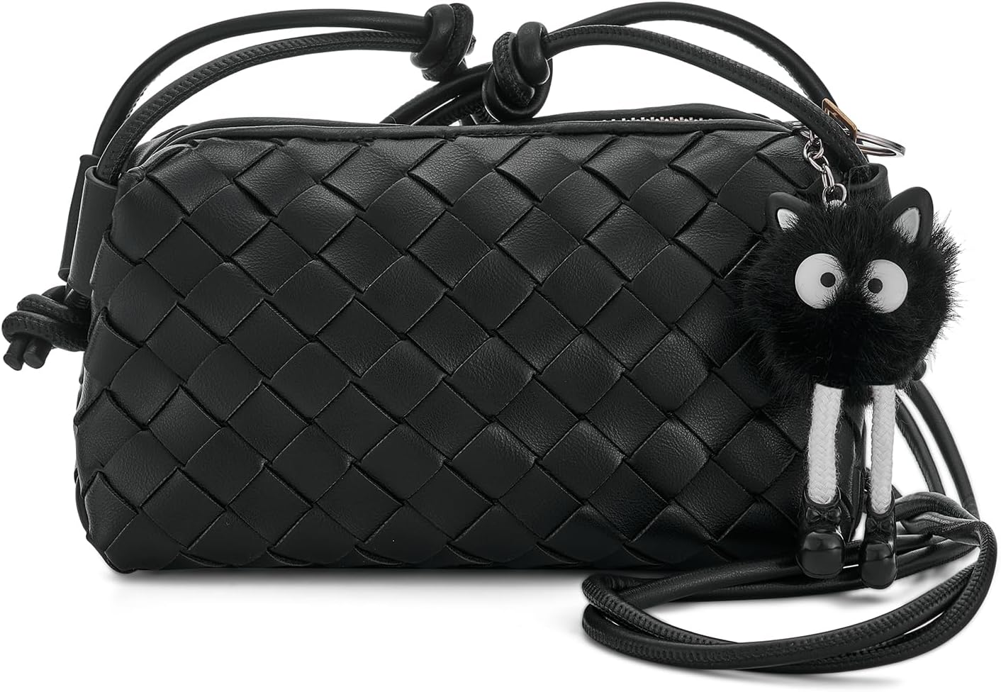 UPSONG Woven Crossbody Bags for Women，Fashion Leather Lightweight Handbags Shoulder Bag Phone Purse Ladies Messenger Bag