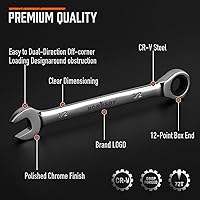 Vista 5 de HORUSDY Juego de llaves de trinquete de 24 piezas, métricas y SAE, juego de llaves combinadas de trinquete con organizador, 72 dientes, acero al