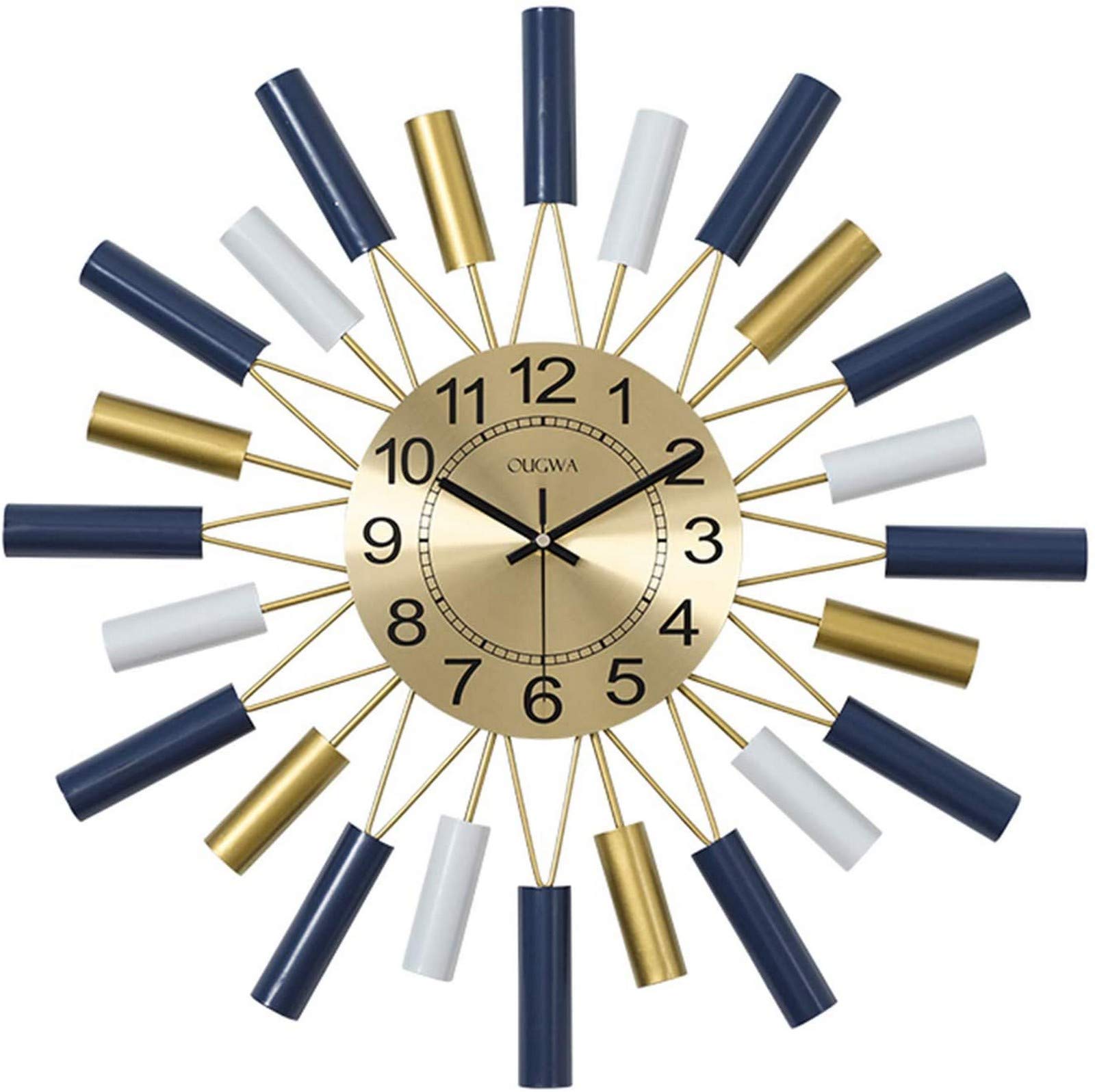 BANNAB wall clock, metal, sunburst, modern, quiet, battery-operated clock, pop-color, quartz, star clocks, home decoration for living room, bedroom, kitchen, office (61 cm), 61 cm