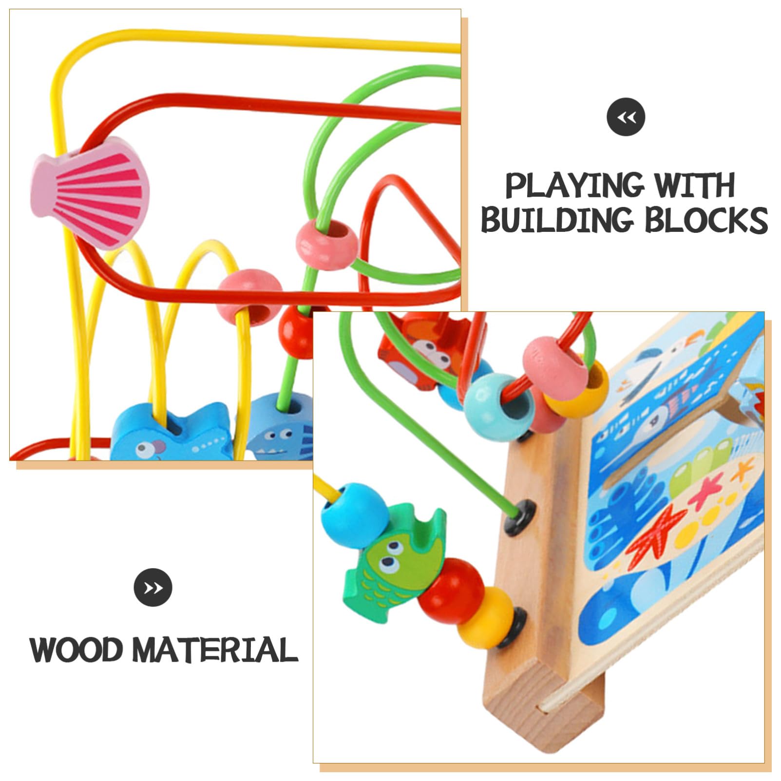 Giocattolo Educativo Labirinto di Perline Vita Marina per Materiale Sicuro e Vernice Atossica Gioco per Sviluppo Cognitivo e Coordinazione Regalo Creativo per Piccoli