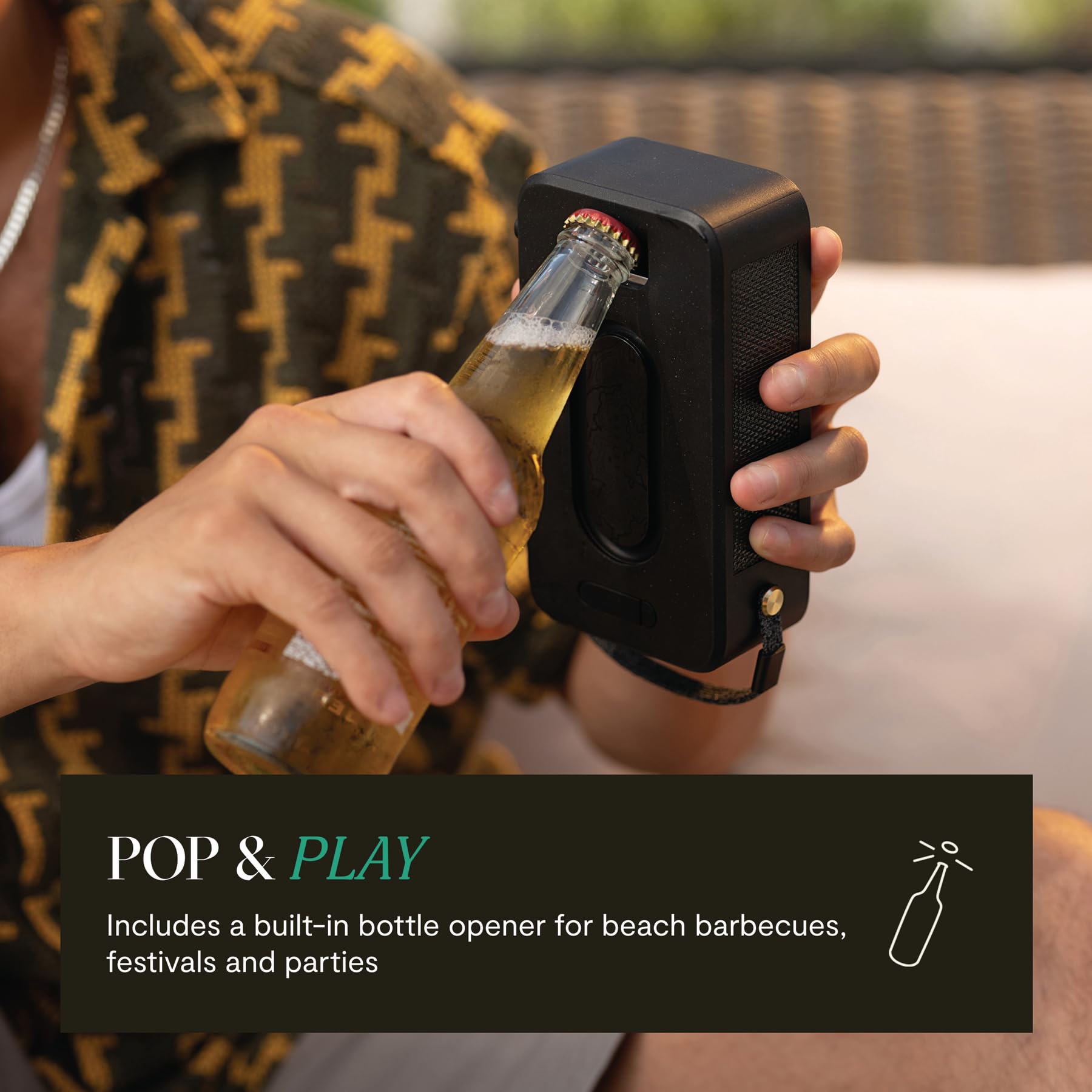 House of Marley Roots Solar Altoparlante Bluetooth Portatile - Nero | Piccolo per Viaggi & Outdoor, IP67 Impermeabile, 14 Ore di Autonomia, Altoparlanti Wireless per Telefono
