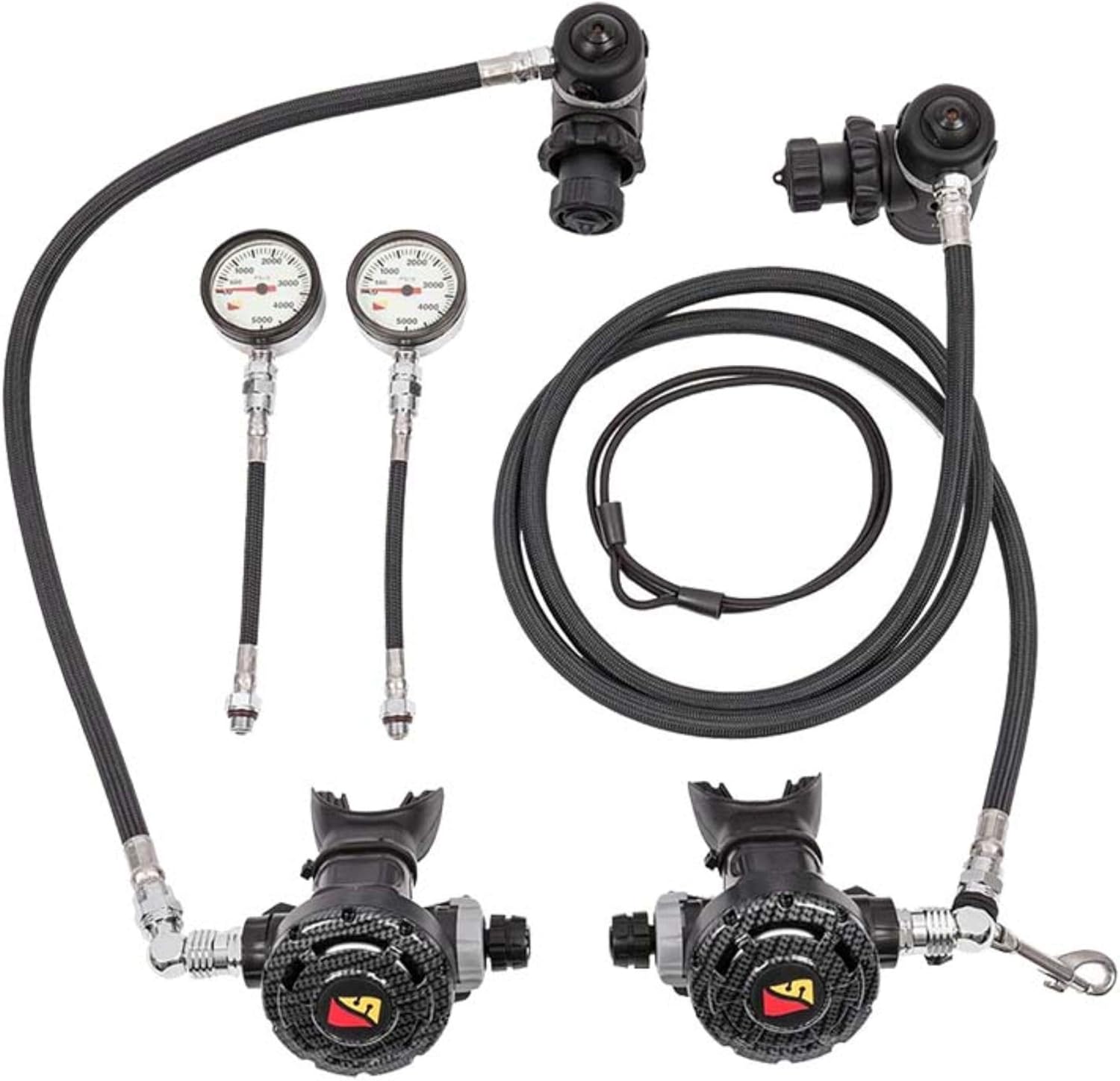 Dive Rite Sidemount Set 7' Right 22" Right with SPG Regulator Black