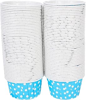 100Pcs Blue Polka Dot Mini Cupcake Baking Cups Oil-resistant Muffin Liners Food-grade Paper Cake Cups for Snacks Desserts High Temperature Safe