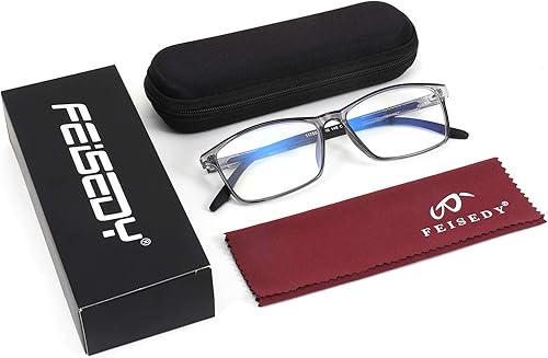 Miniatura 6 de FEISEDY Gafas de lectura con bloqueo de luz azul para hombre, TR90 Rectángulo para hombre, lector de computadora anti luz azul B9026
