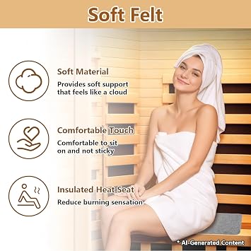 Felt Sauna Cusion, Felt Sauna Seat Cushion, 19.6 x 13in Sauna Mat for Inside Sauna, Portable Sauna Floor Mat Water Absorption Heat Insulation for Steam Room and Shower Rooms