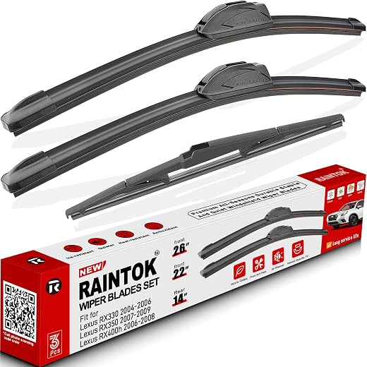RAINTOK Windshield Wiper Blades Replacement for 2004 2005 2006 Lexus RX330 / 2007 2008 2009 Lexus RX350 / 2006 2007 2008 L...