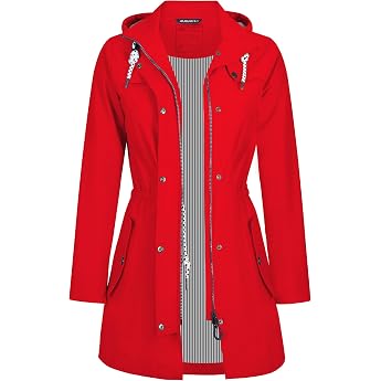 Regenjacke Damen Lang Wasserdicht Atmungsaktiv Regenmantel  bergangsjacke Kapuze Outdoor Jacke S-3XL