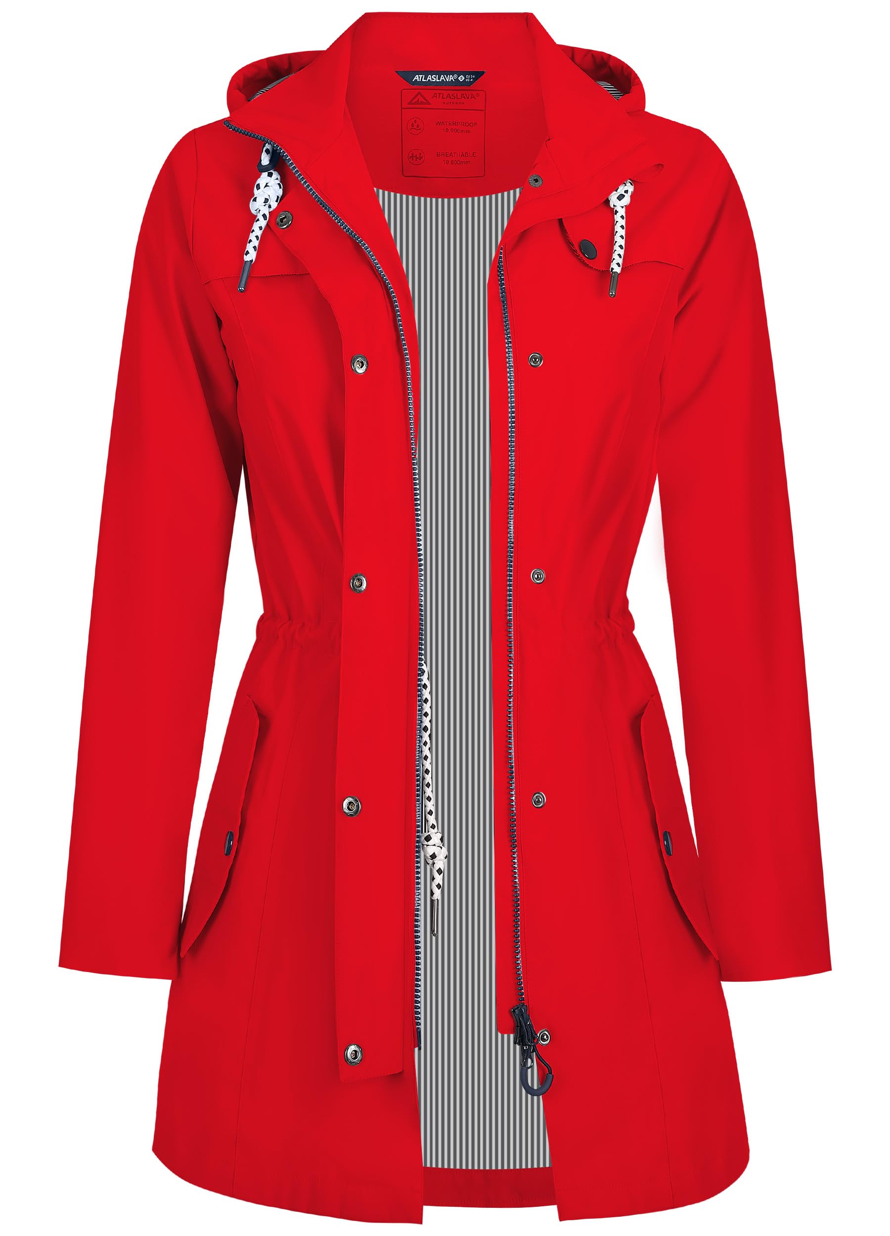 Regenjacke Damen Lang Wasserdicht Atmungsaktiv Regenmantel Kapuze Outdoor S-3XL