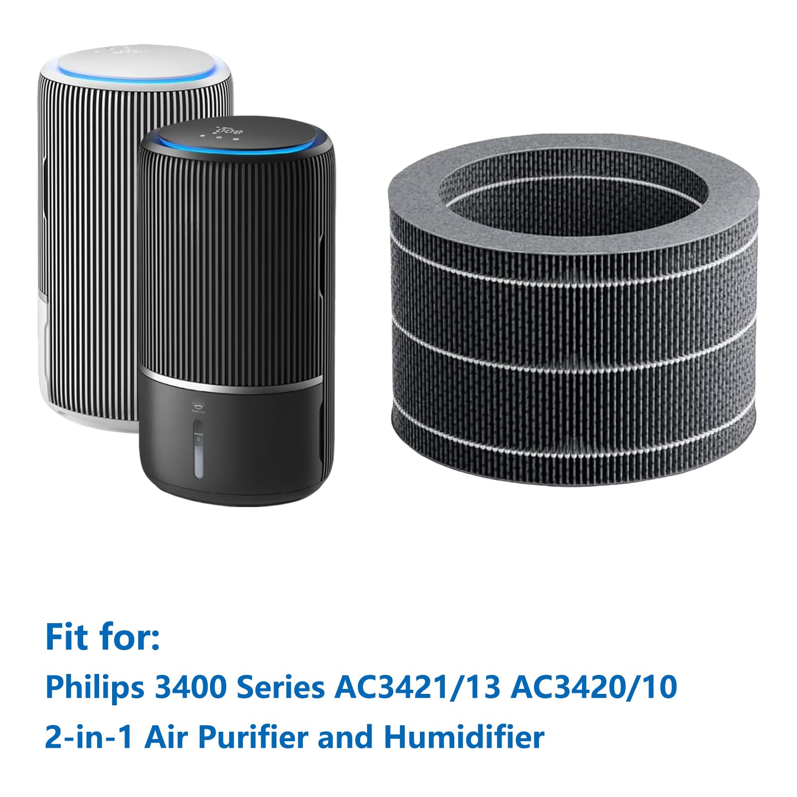FY3401 - Filtro de repuesto para Philips 3400 Series AC3421/13 AC3420/10 2 en 1 purificador de aire y humidificador de repuesto HEPA (2 unidades)