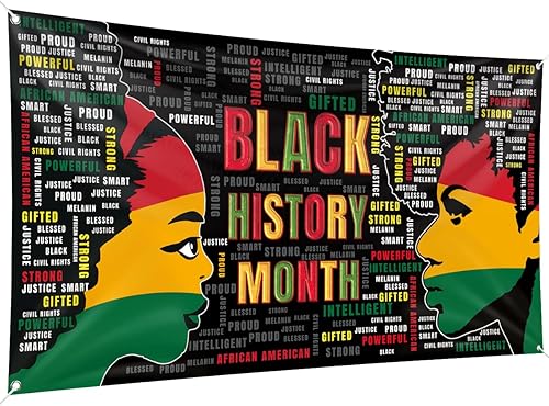 Pancarta de fondo del mes de la historia negra, 78 x 43 pulgadas, tamaño grande, pancartas de fondo rojo, naranja y verde, suministros de decoración