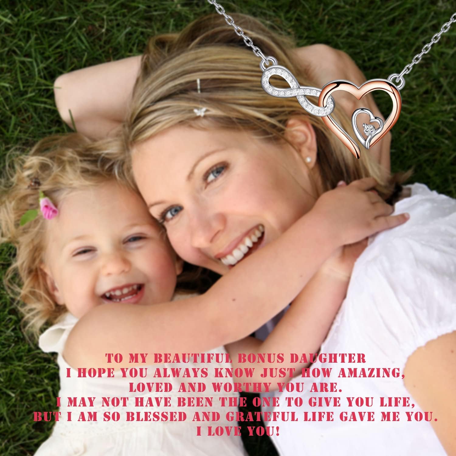 PLITI Bonus Daughter Gift: Infinity Heart Pendant Necklace for Beautiful Stepdaughter - Image 7