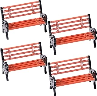 4 Pcs Miniature Bench, Mini Bench for Christmas Dollhouse, Miniature Plastic Bench Christmas Village Bench Doll House Bench Doll Bench Accessories City Park Bench Accessory for DIY Decor Cake Toppers