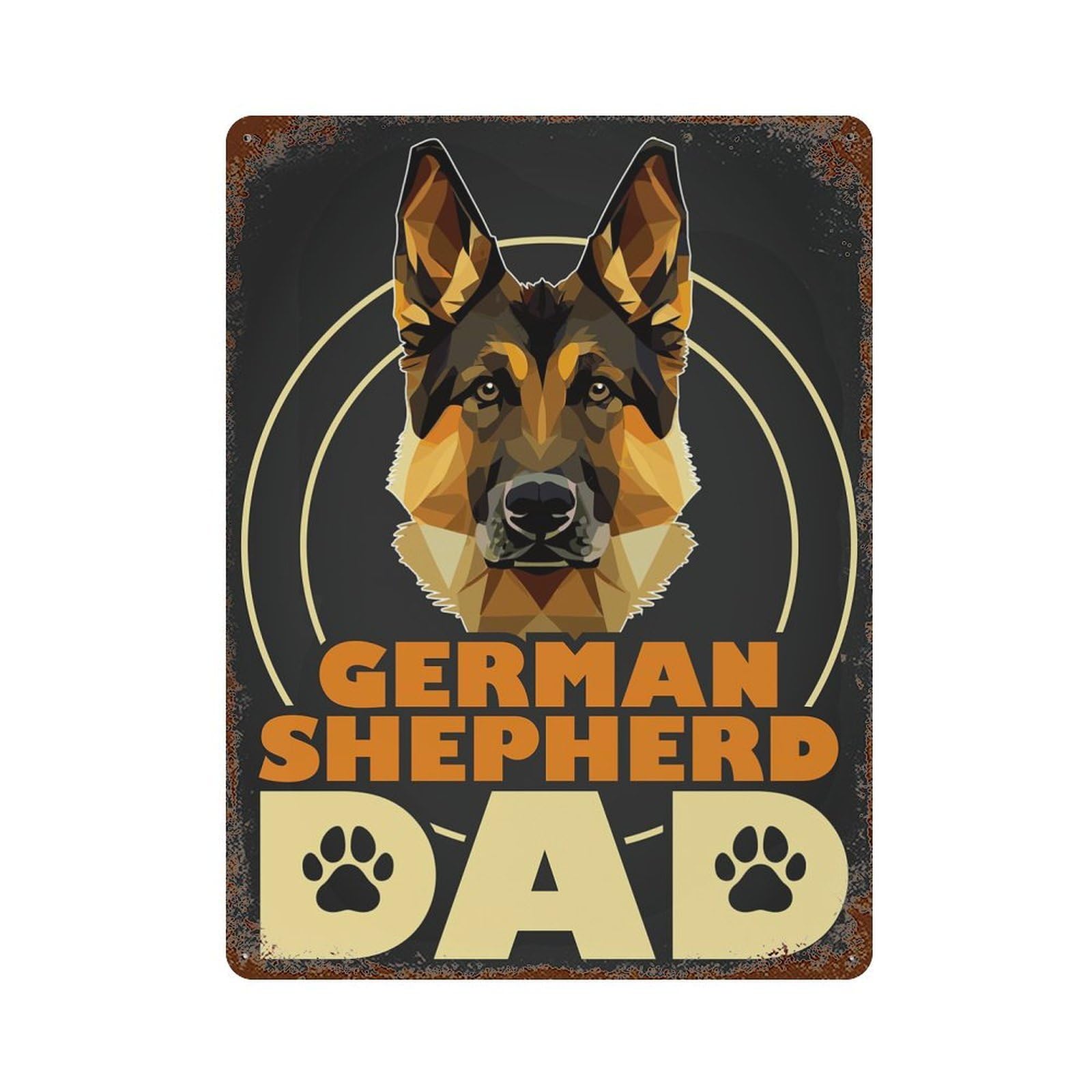 German Shepherd Dad Rust Effect Tin Sign 15.7"x11.8", for Bistro, Counter And Cafe Decor, Decorative Metal Wall Art