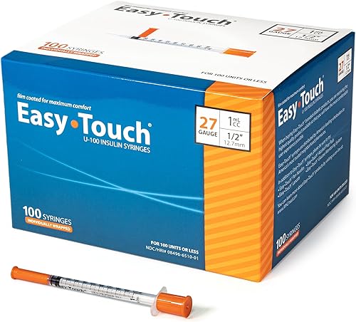 Miniatura 31 de Easy Touch Jeringa de insulina U-100 con aguja, 31G 0.3cc 5/16 pulgadas (0.315 in), caja de 100
