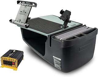 AutoExec Efficiency GripMaster Car Desk for Your Vehicle Workstation and Mobile Office, Fog, with 400 watt Power Inverter, Phone Mount and Tablet Mount
