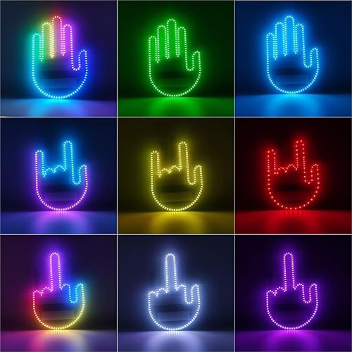 Miniatura 3 de LECART Luz de gestos de coche de 7 colores, luz LED de mano con control remoto, luces de dedo para automóvil, colorida y divertida iluminación de