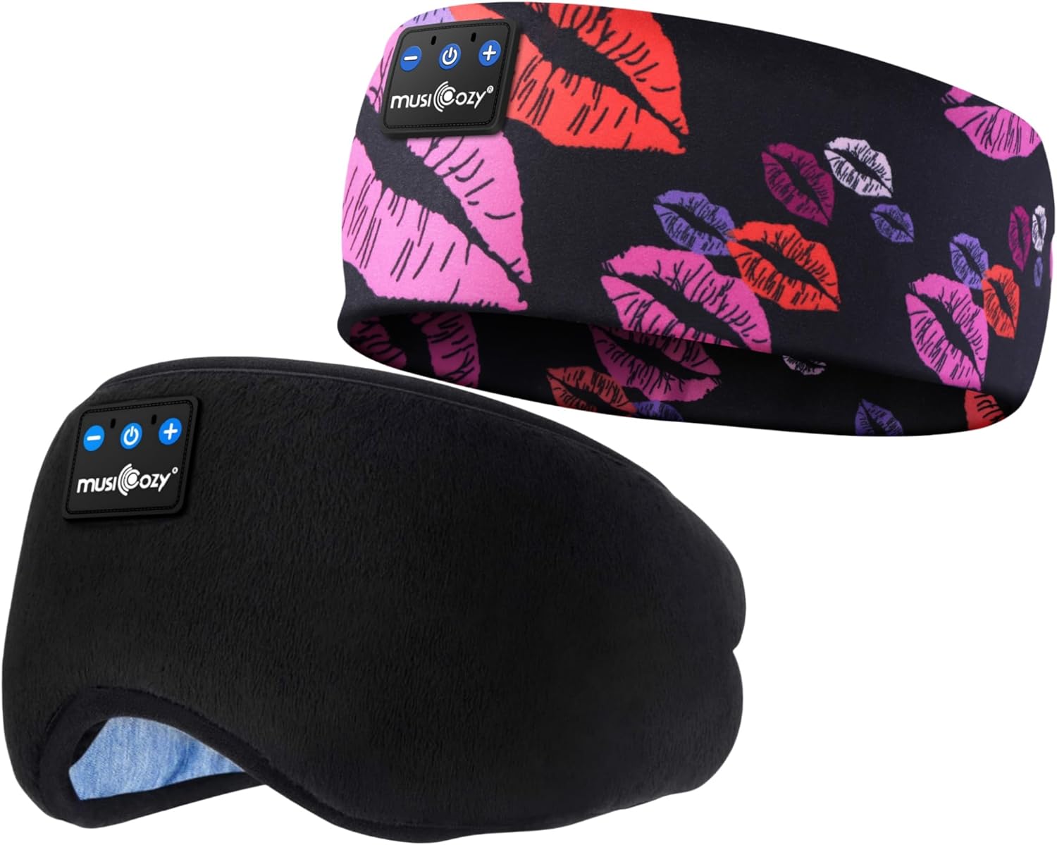 MUSICOZY Sleep Headphones Bluetooth Sports Headband, Wireless Music Sleeping Headphones Sleep Eye Mask Earbuds for Side Sleepers Workout Running Travel Yoga Office, Pack of 2