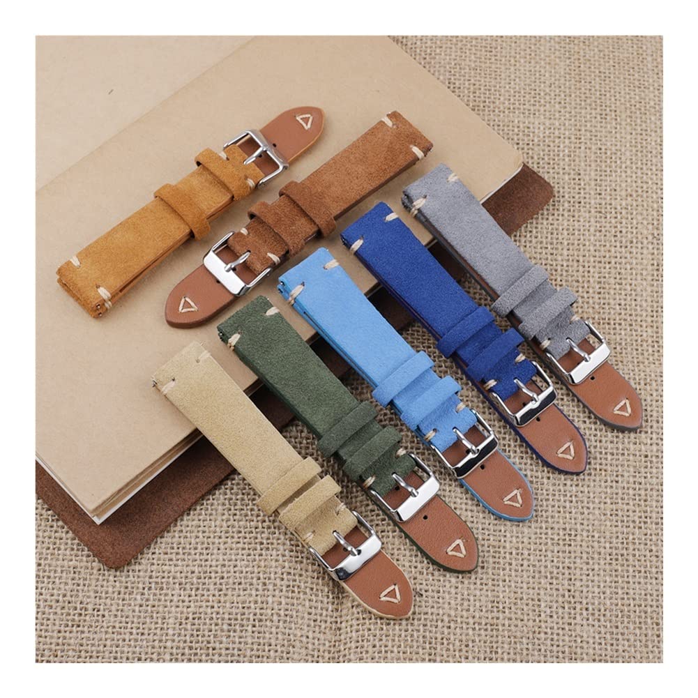 Bracelet De Montre En Cuir Daim Beige Multicolore 19mm - Boucle Ardillon - Neuf Sans étiquette