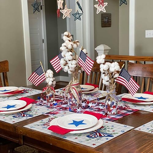 Vista 650 de Juego de 6 manteles individuales rojos para el día de San Valentín, diseño de corazón de San Valentín, resistentes al calor, lavables, manteles